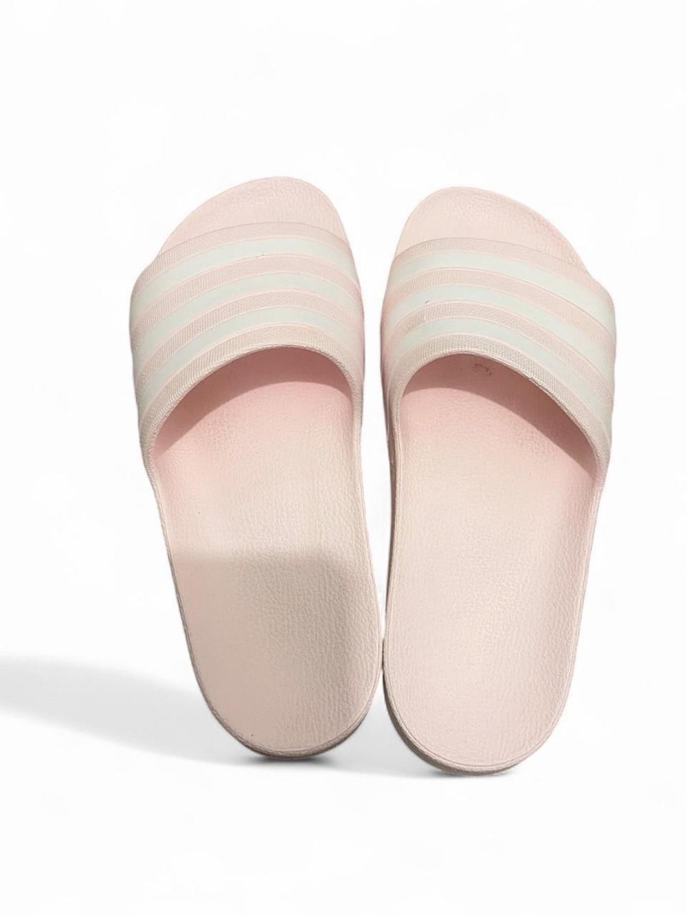 adidas Pink Slide Sandals with White Stripes